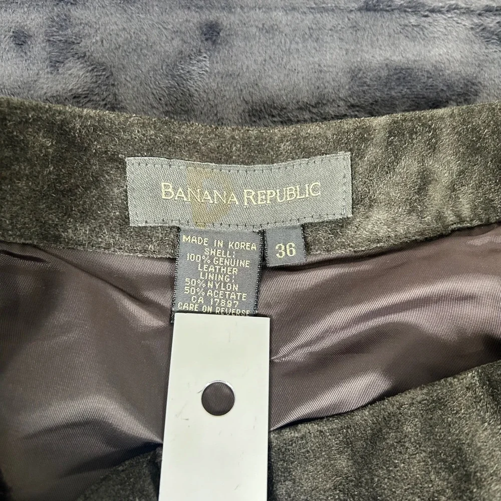 Banana Republic Suede Leather Pants Mens 36 Green Straight Leg Vintage